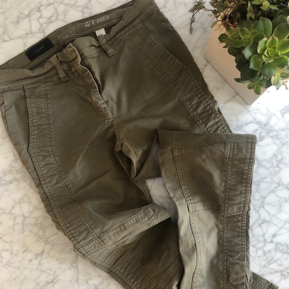 J.Crew Seamed Motorcycle Ankle Pant, Green